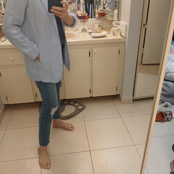 Special price! 100% Indian Linen  Baby Blue Blazer. - Picture 12 of 12